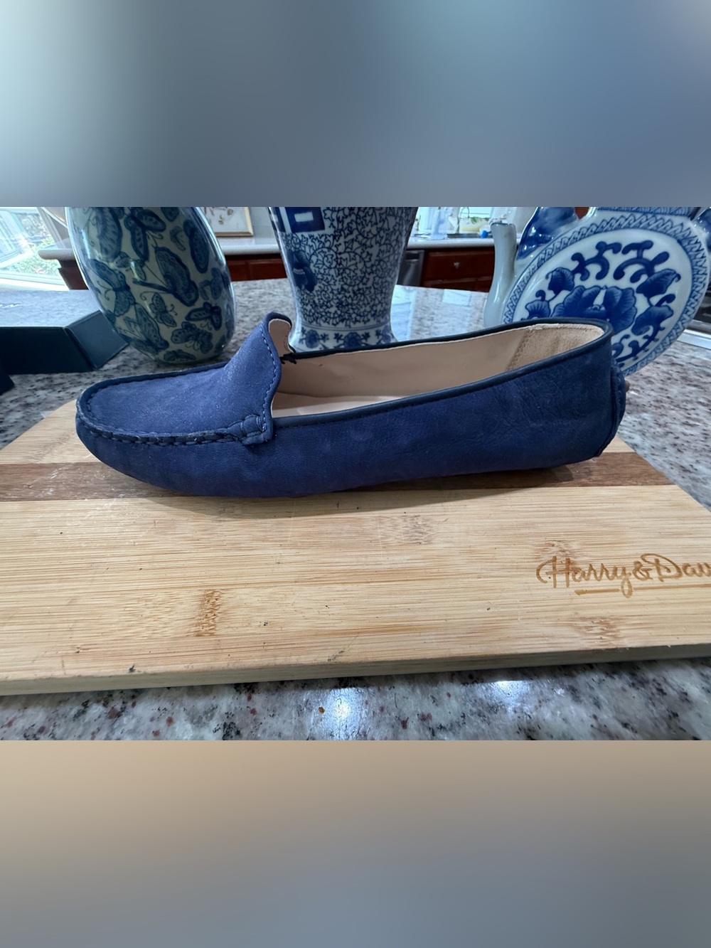Cole Haan Navy Suede Slip-On Loafers - Picture 4 of 9